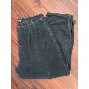 Chaps Ralph Lauren Mens Green Corduroy Pleated Pants 38x28 Cuffed Read